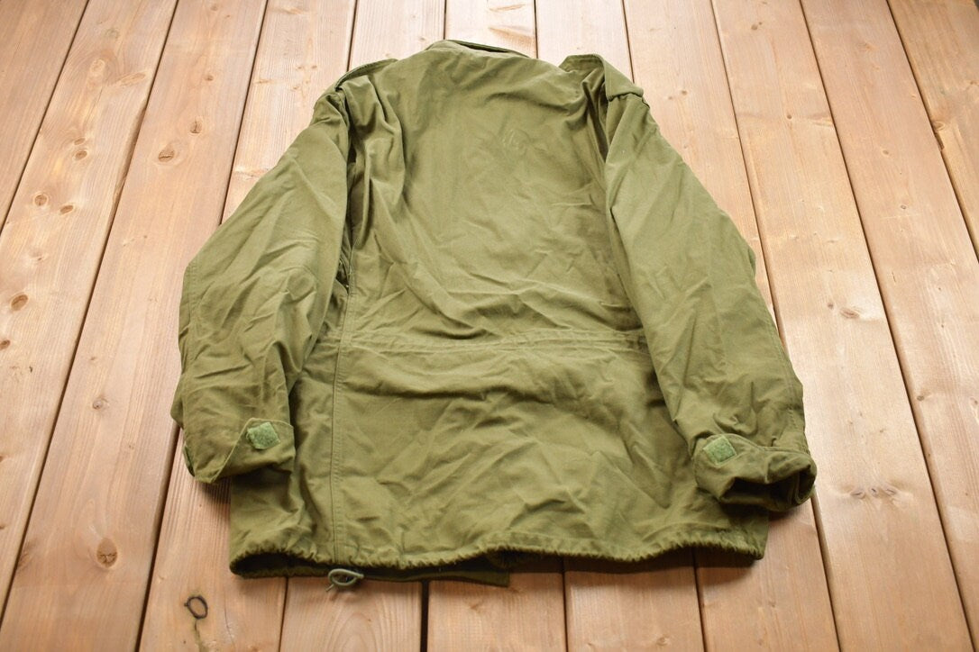 Vintage 1987 Cold Weather Field Coat / Zip Up Jacket / US Army Green / Vintage Army / Military Jacket / Outdoor Wear