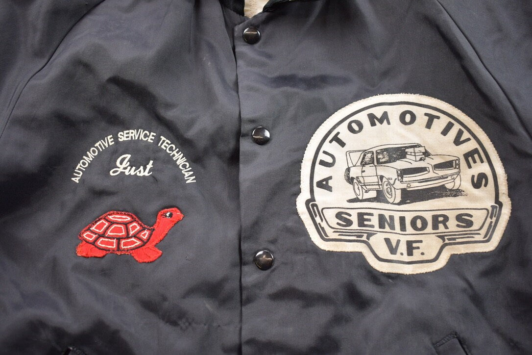 Vintage 1990s Embroidered Don Allerson Athletic Senior Automotives Windbreaker Jacket / Light Jacket / Vintage Windbreaker / Patchhwork