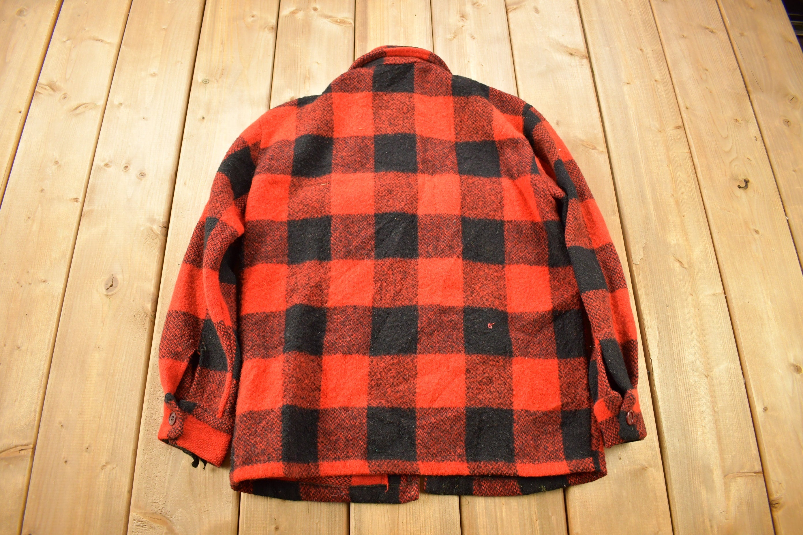 Vintage 1970s Storm Hero Wool Buffalo Plaid Zip Up Jacket