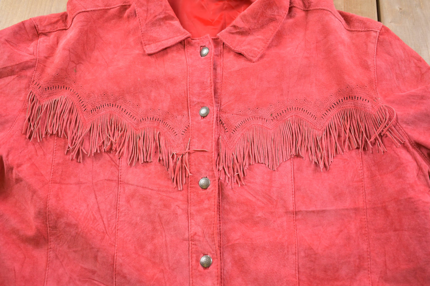 Vintage 1990s Western Fringe Jacket / Chicos Leather Jacket / Fall Winter Outerwear / Streetwear / Western Wear Style