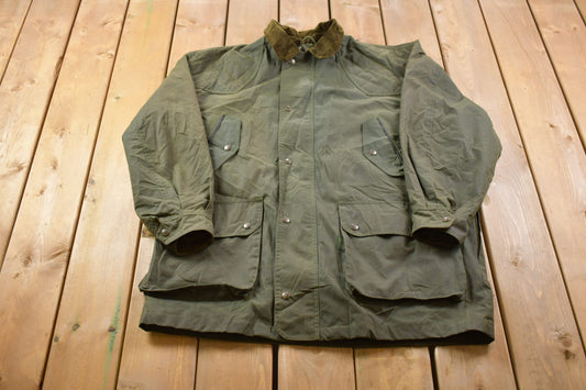 Vintage 1990s L'esquimau Waxed Jean Chore Jacket / Vintage jacket / Vintage Fall Outerwear / Fall Jacket / Cordarouy Collar