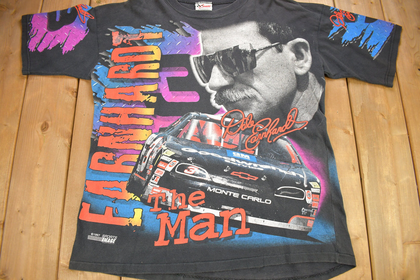 Vintage 1997 Dale Earnhardt NASCAR All Over Print T-Shirt / Made In USA / NASCAR Racing / The Man / 90s Streetwear / Athleisure / Sportswear