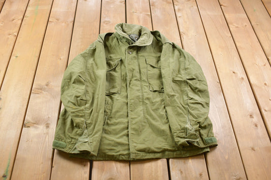 Vintage 1980s Cold Weather Field Coat / Zip Up Jacket / US Army Green / Vintage Army / Military Jacket / Outdoor Wear