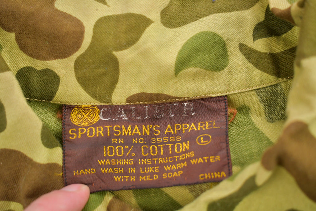 Vintage 1970s Caliber Duck Camo Button Up Shirt