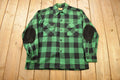 Vintage 1950s Aberdeen Green Buffalo Plaid Wool Button Up Shirt