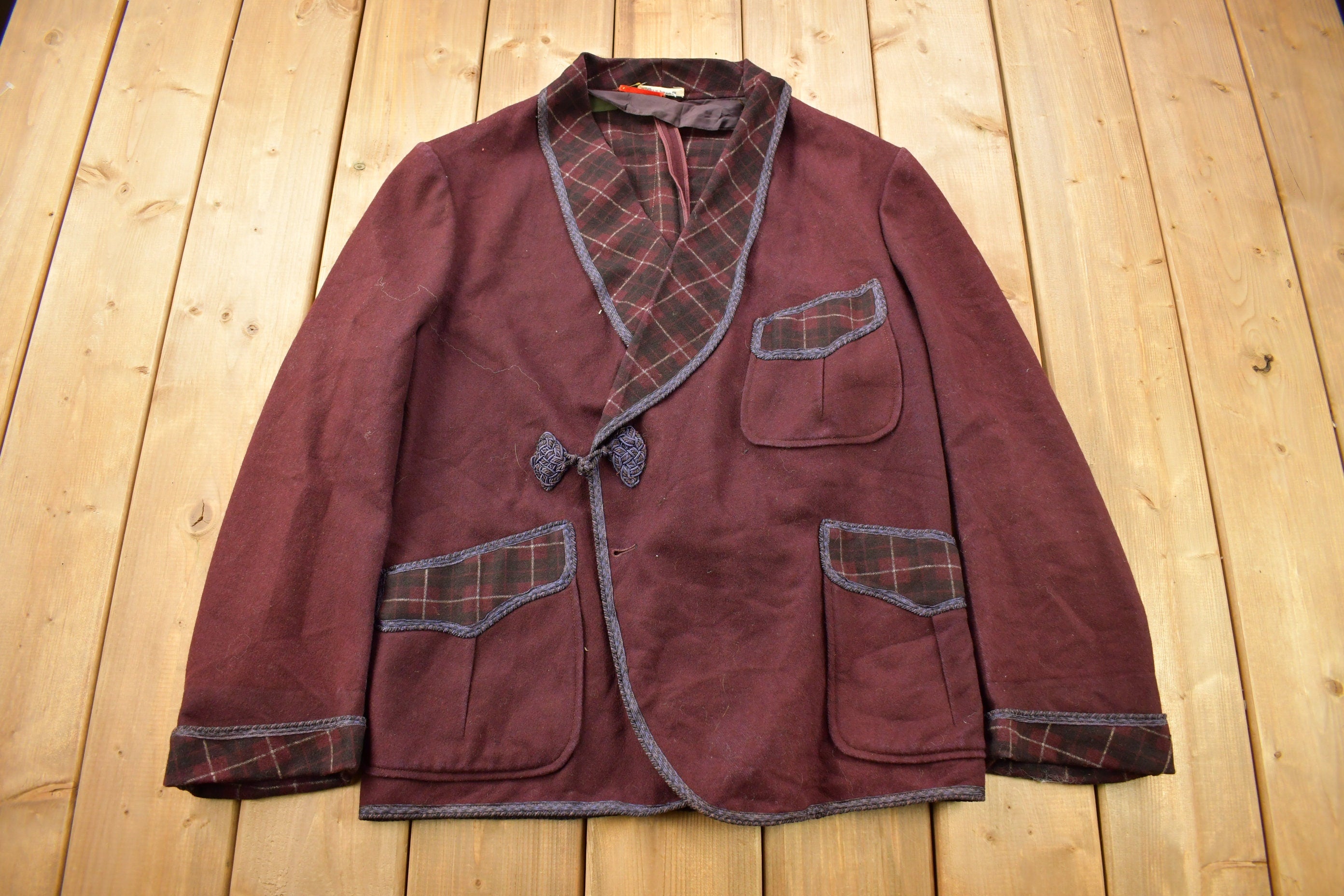 Vintage 1950s Burgundy Button Up Blazer Jacket