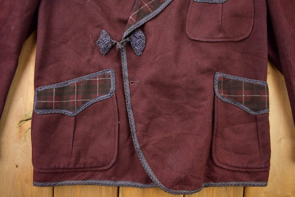 Vintage 1950s Burgundy Button Up Blazer Jacket