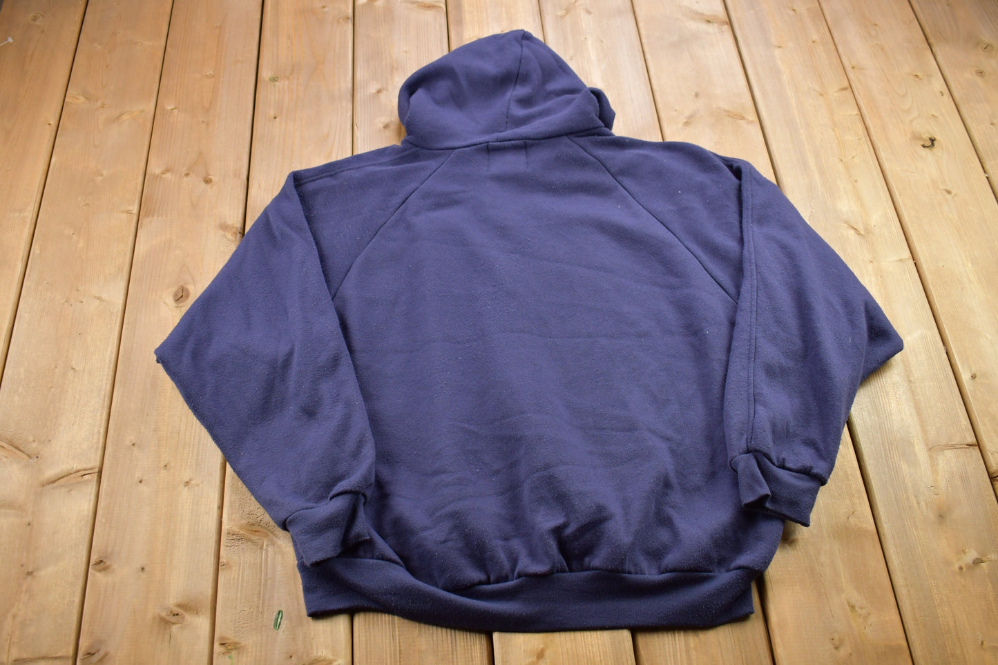 Vintage 1990s H. Valentino Blank Navy Blue Zip Up Thermal Hoodie / 90s Hoodie / Thermal Sweater / Essential / Streetwear / 90s Blank Hoodie