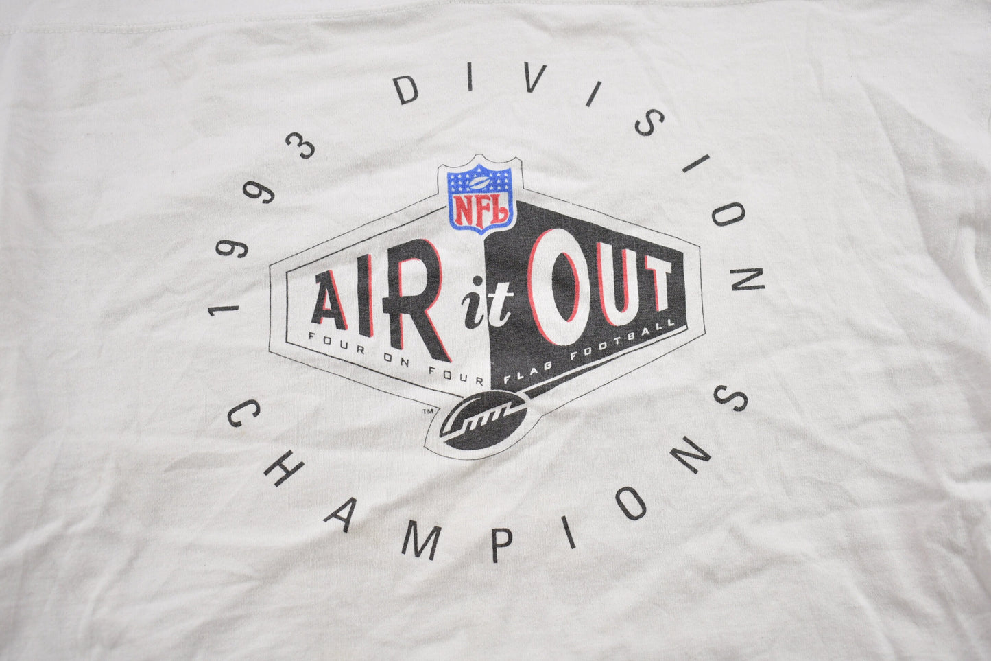 Vintage 1993 Air It Out NFL Flag Football Champions Crewneck Short Sleeve Sweatshirt / Made In USA / Football / Sportswear / Americana