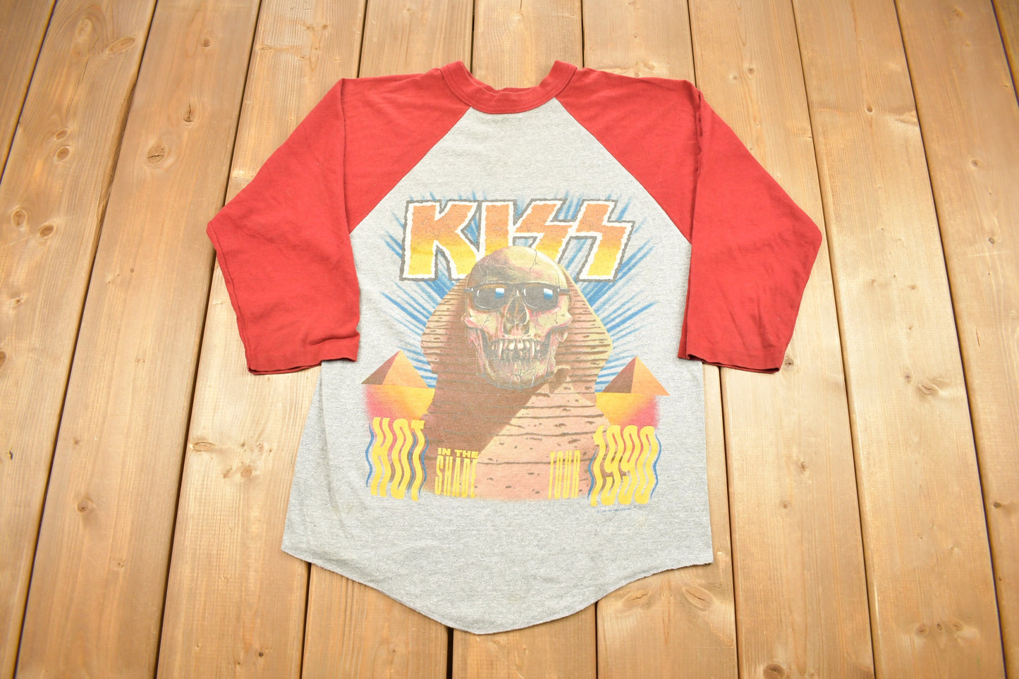 Vintage 1990 Kiss Hot In The Shade Tour T-Shirt / Vintage T-Shirt / Single Stitch / Raglan / Made In USA / Retro Style