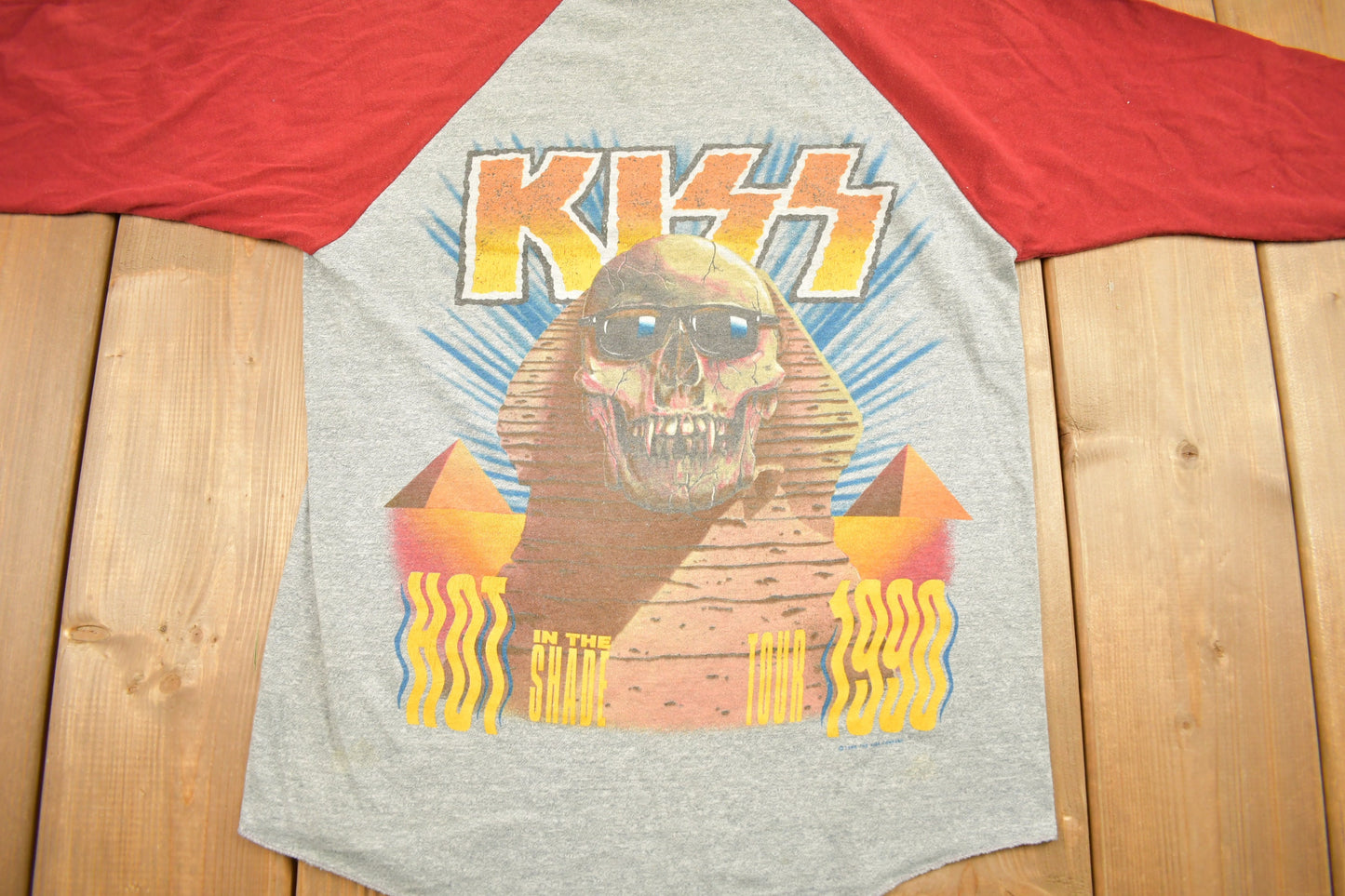 Vintage 1990 Kiss Hot In The Shade Tour T-Shirt / Vintage T-Shirt / Single Stitch / Raglan / Made In USA / Retro Style