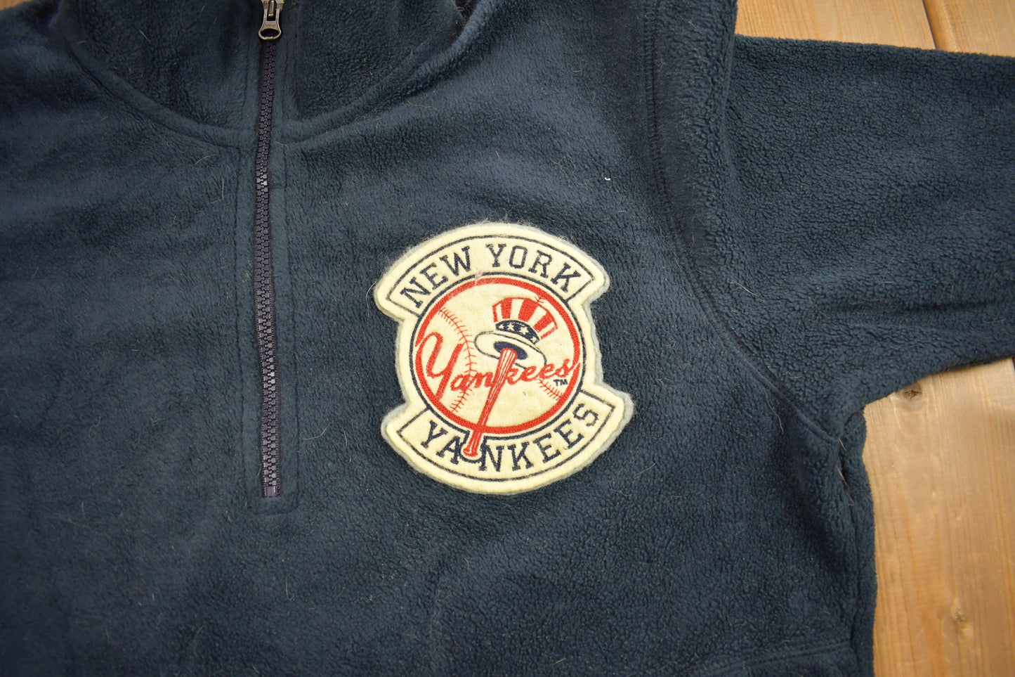 Vintage 1998 New Yankees MLB Heavy Weight Quarter Zip Fleece Sweater / Embroidered / Baseball / Sportswear / Americana