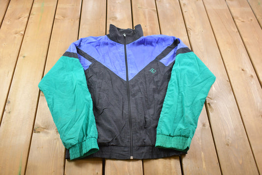 Vintage 1990s Jimmy Connors Color Block Windbreaker Jacket / Streetwear / Light Jacket / Vintage Windbreaker / Full Zip / Outerwear