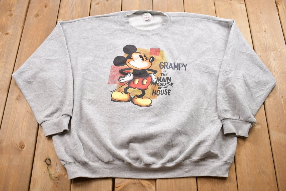 Vintage 1990s Mickey Mouse Disney Grandpa Crewneck / Vintage Sweatshirt / Vintage Disney / Mickey / Embroidered / Vintage Grandpa Sweater