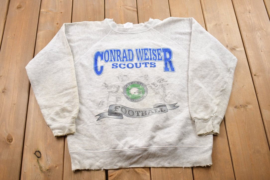 Vintage 1990s Conrad Weiser Scouts Football Crewneck Sweatshirt / 90s Crewneck / Souvenir Sweater / Streetwear / Travel And Vacation