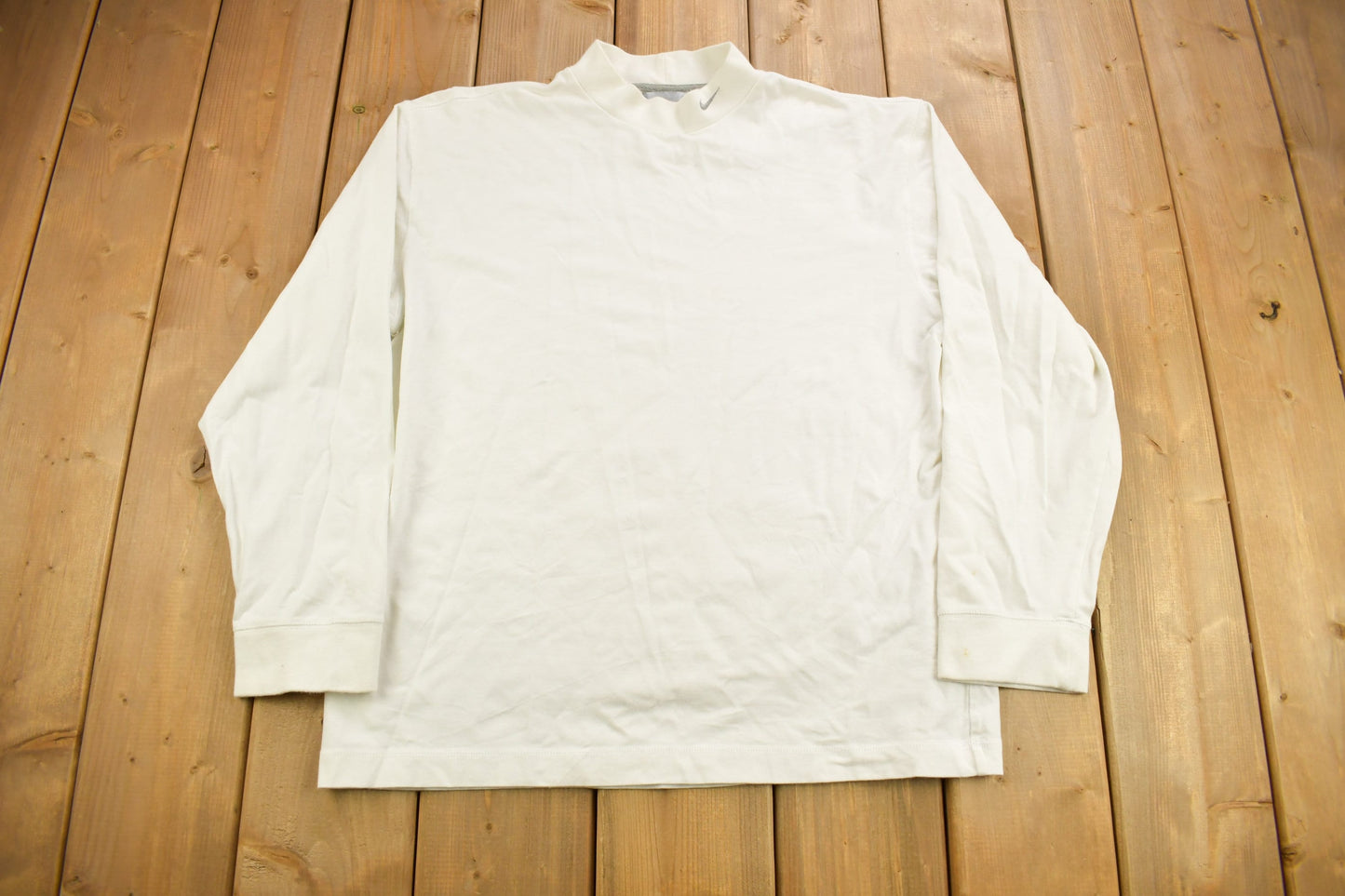 Vintage Y2K Nike Mini Swoosh White Mockneck Shirt / Vintage Nike / Sportswear / Streetwear