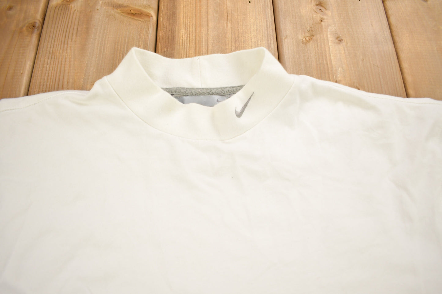 Vintage Y2K Nike Mini Swoosh White Mockneck Shirt / Vintage Nike / Sportswear / Streetwear