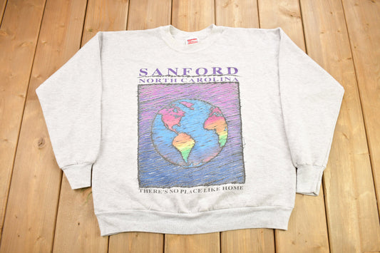 Vintage 1997 Sanford North Carolina Graphic Crewneck Sweatshirt / 90s Crewneck / Souvenir Sweater / Streetwear / Travel And Vacation