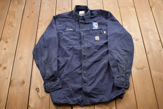 Vintage 1990s Carhartt Fire Resistant Button Up Shirt / 1990s Button Up / Vintage Carhartt Button Up / Vintage Fire Resistant Button Up