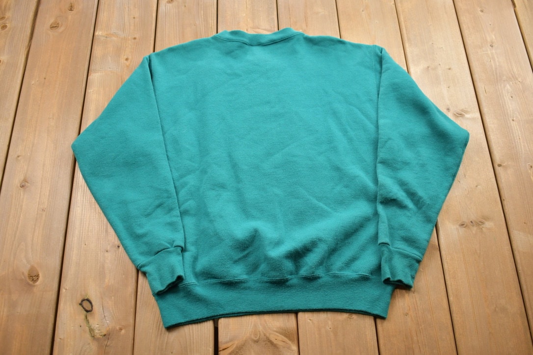 Vintage 1990s Tultex Blank Turquoise Crewneck Sweatshirt / 90s Crewneck / Made In USA / Essential / Streetwear / 90s Blank / Tultex Crewneck