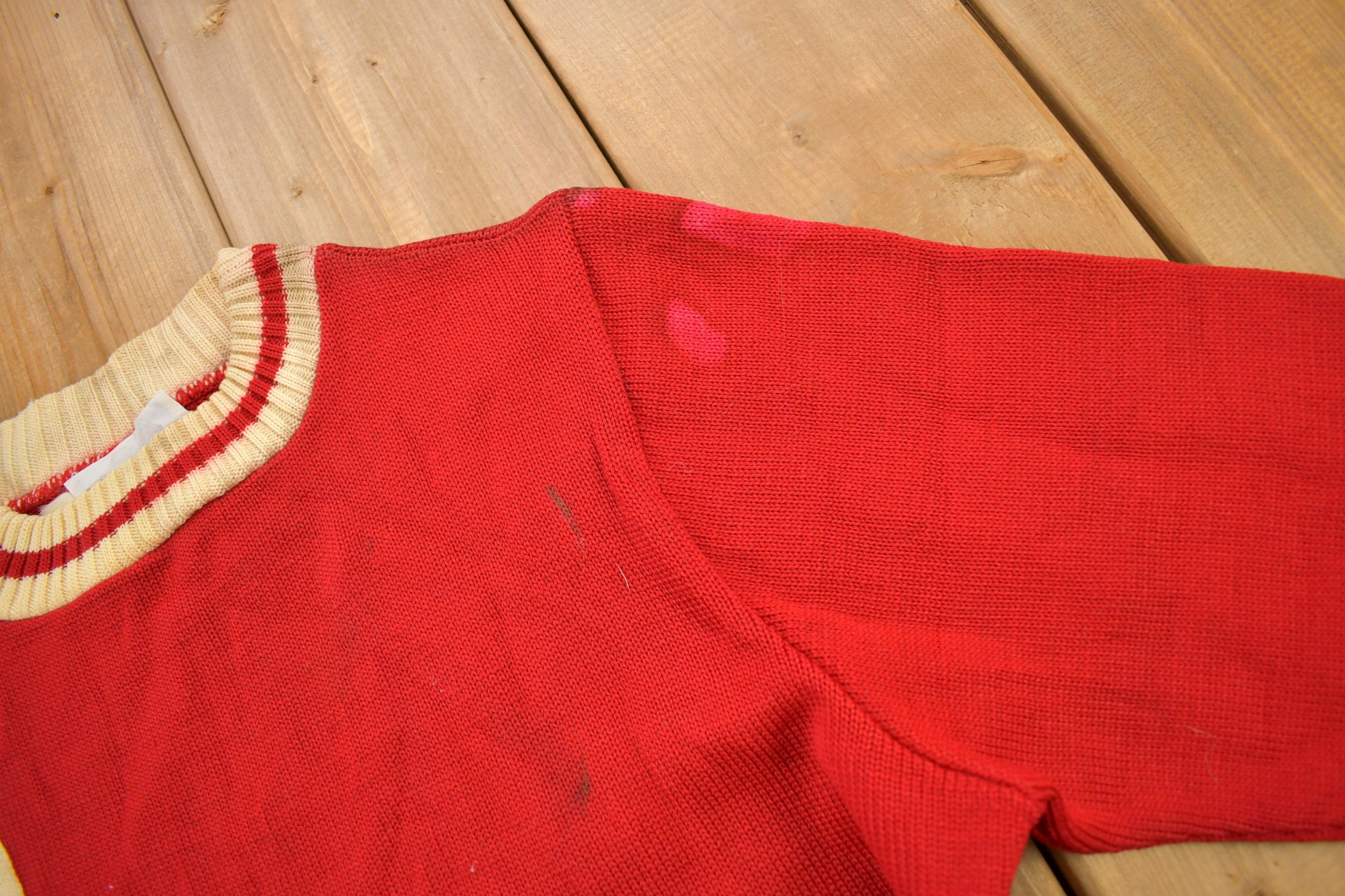 Vintage 1960s Barry Collegiate Knitted Crewneck Sweater