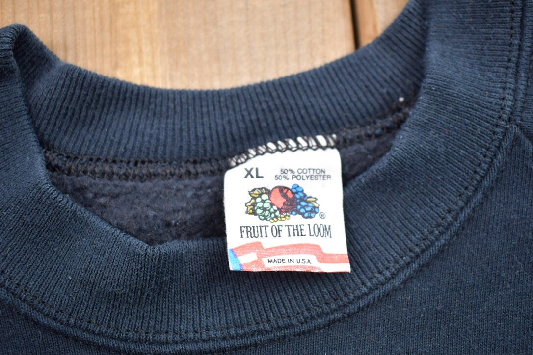 Vintage 1990s Blank Black Crewneck Sweatshirt / 90s Crewneck / Made In USA / Essential / Streetwear / 90s Blank / Fruit Of The Loom