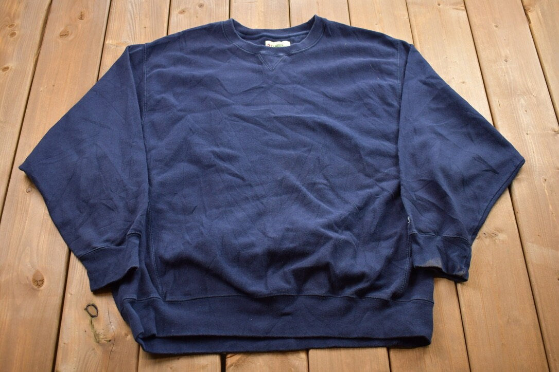 Vintage 1990s Gander Blank Crewneck Sweatshirt / 90s Crewneck / Blank Navy Blue Crewneck / Essential / Streetwear / 90s Blank