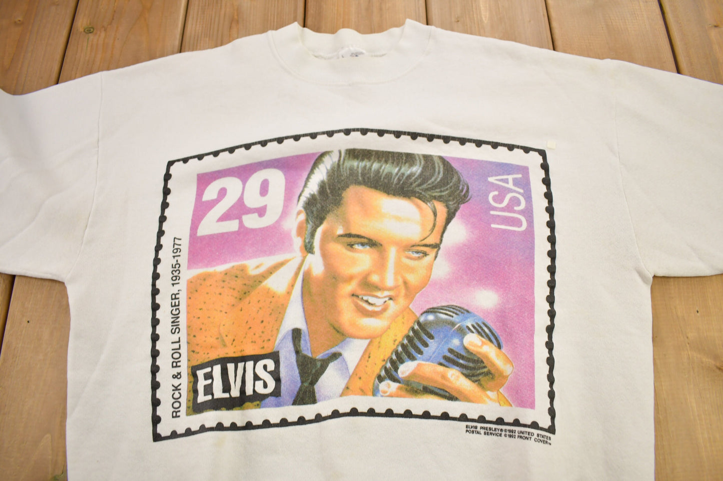 Vintage 1992 Elvis Presley Post Stamp Graphic Crewneck Sweatshirt / 90s Crewneck / Made In USA / Streetwear