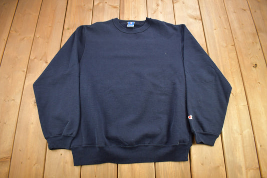 Vintage 1990s Champion Blank Navy Crewneck Sweatshirt / Made In Canada / Vintage Champion / Vintage Blank / Streetwear / Sportswear