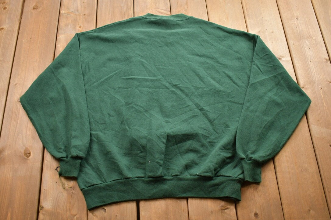 Vintage 1990s Blank Green Crewneck Sweatshirt / 90s Crewneck / Made In USA / Essential / Streetwear / 90s Blank / Jerzees Blank Crewneck