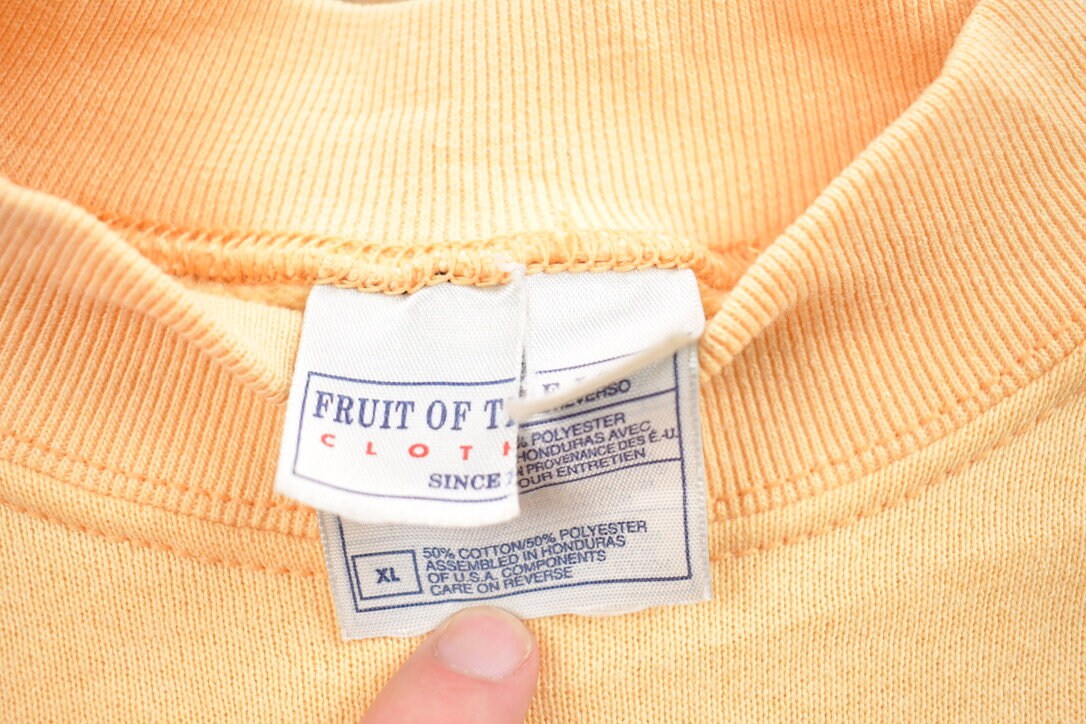 Vintage 1990s Blank Yellow Crewneck Sweatshirt / 90s Crewneck / Made In USA / Essential / Streetwear / 90s Blank / Fruit Of The Loom