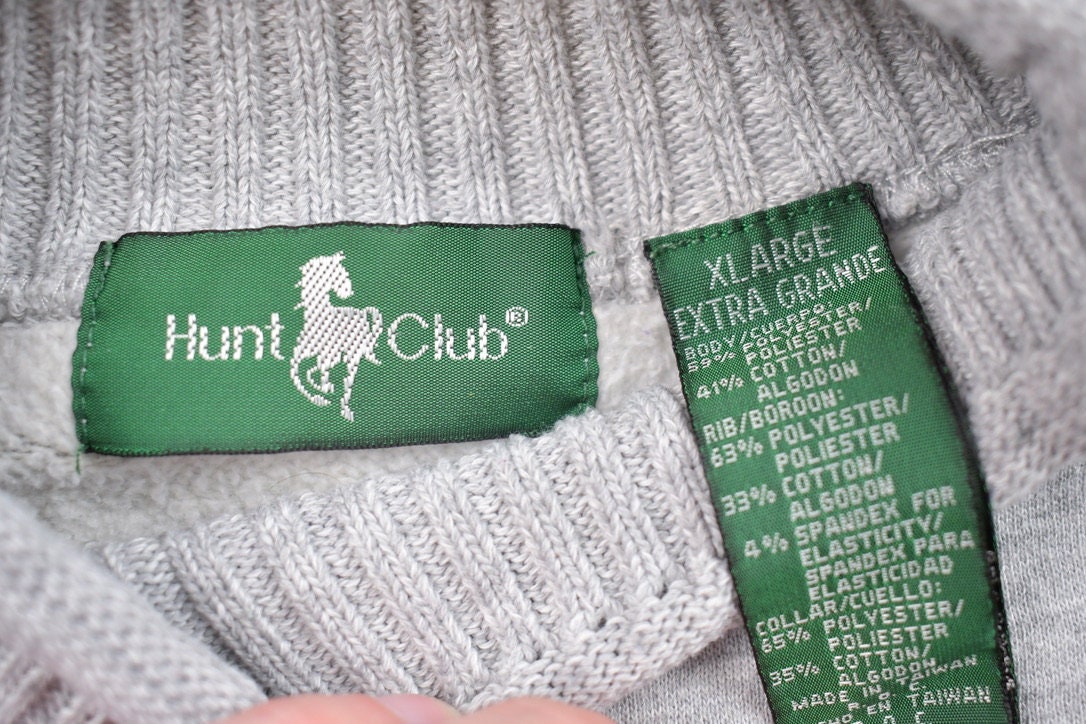 Vintage 1990s Hunt Club Turtleneck Sweatshirt / 90s Turtleneck / Vintage Hunt Club / Essential / Streetwear / 90s Blank / 90s Turtleneck