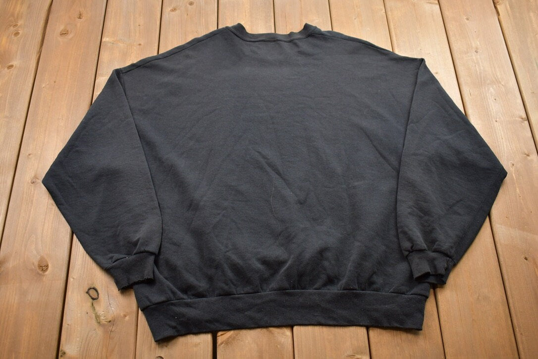 Vintage 1990s Blank Black Crewneck Sweatshirt / 90s Crewneck / Made In USA / Essential / Streetwear / 90s Blank / Jerzees Crewneck