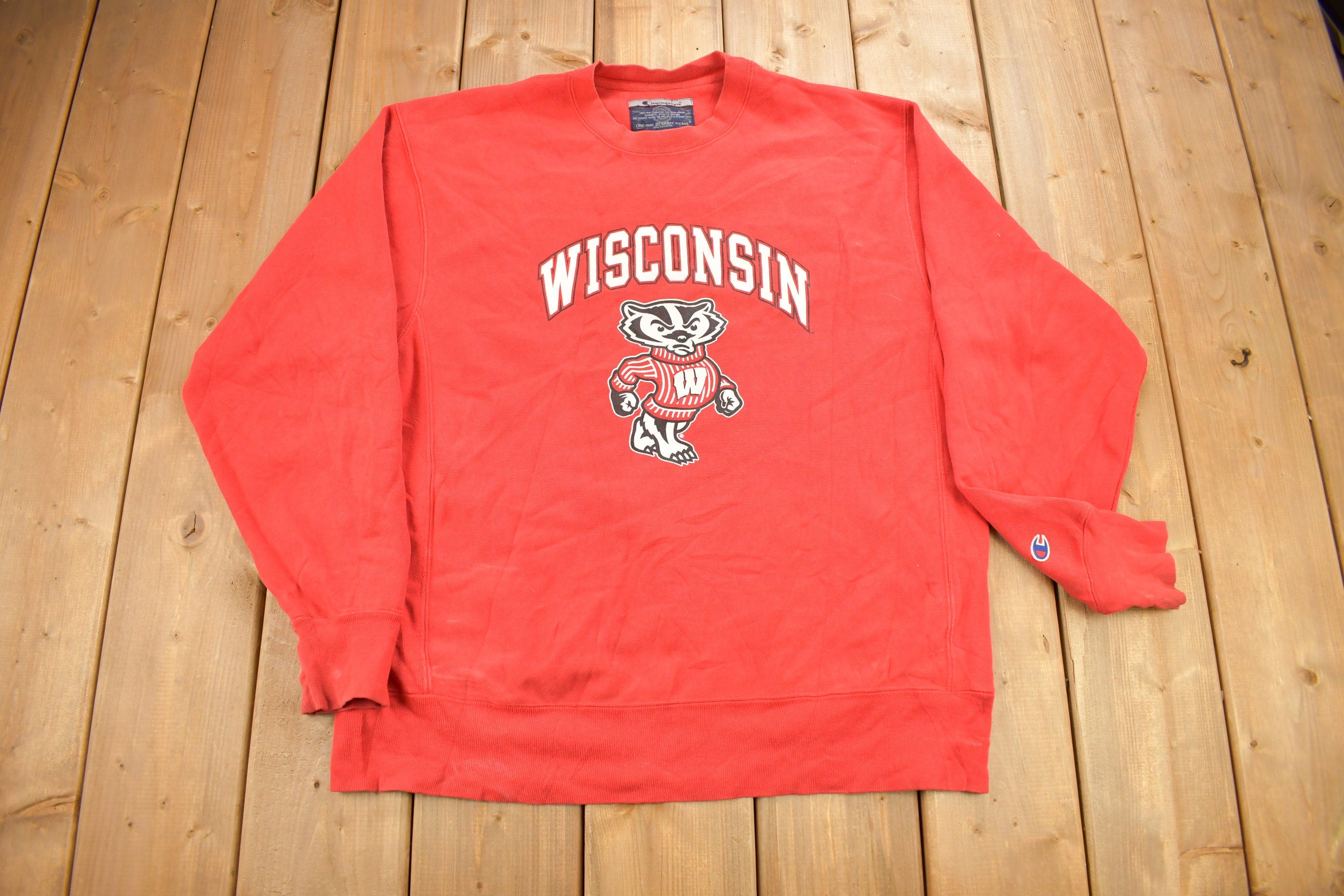 Vintage 1990s University Of Wisconsin Champion Reverse Weave Crewneck  Sweatshirt / Vintage Champion / Wisconsin Badgers