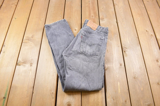 Vintage 1990s Levi's 505 Grey Herringbone Jeans Size 30 x 31.5 / Vintage Denim / Straight Leg / Vintage Denim / Vintage Levi's / Distressed