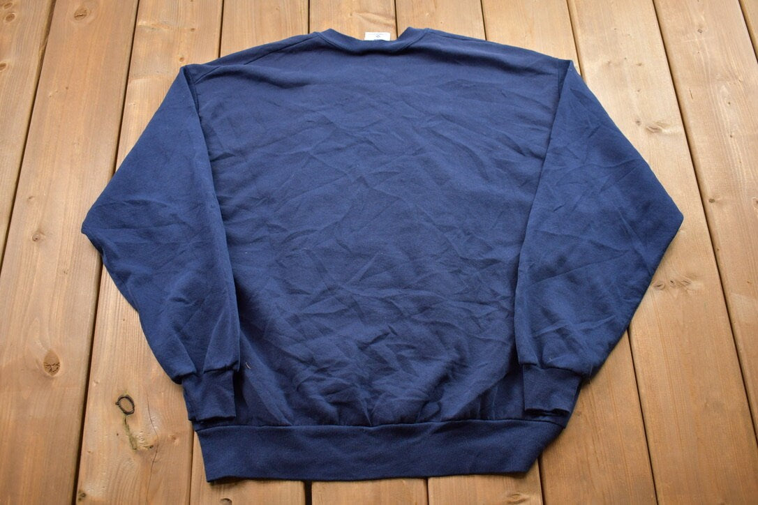 Vintage 1990s Blank Navy Blue Crewneck Sweatshirt / 90s Crewneck / Made In USA / Essential / Streetwear / 90s Blank / Jerzees Crewneck