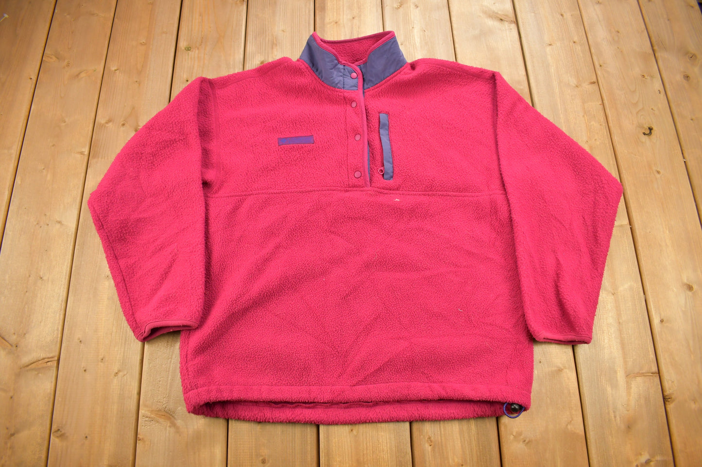 Vintage 1990s Columbia Pink T Snap Fleece Sweatshirt / Made In USA / Sportswear / Outdoorsman / Streetwear