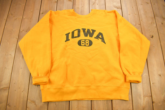 Vintage 1990s University of Iowa Collegiate Crewneck / Heavy Weight / NCAA Sweatshirt / Sportswear / Americana / Made In USA