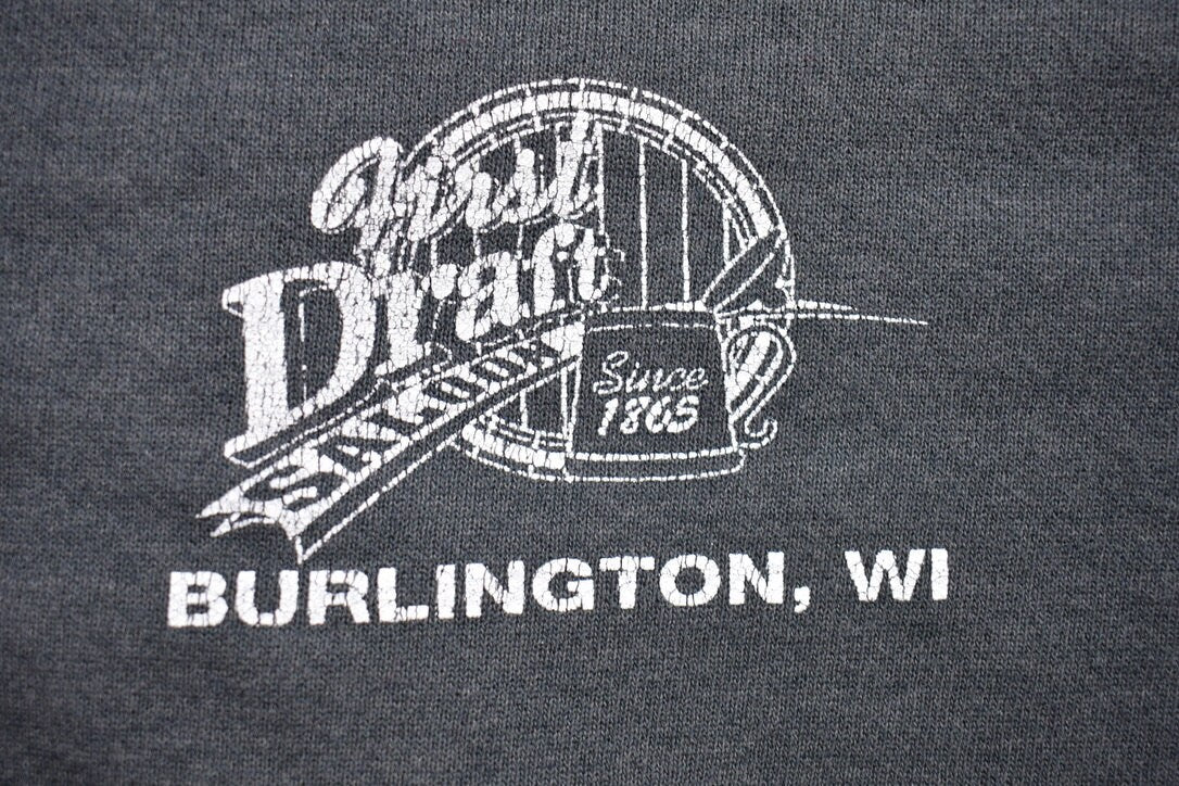 Vintage 1990s First Draft Burlington Wisconsin Crewneck Sweatshirt / 90s Crewneck / Souvenir Sweater / Streetwear / Travel And Vacation