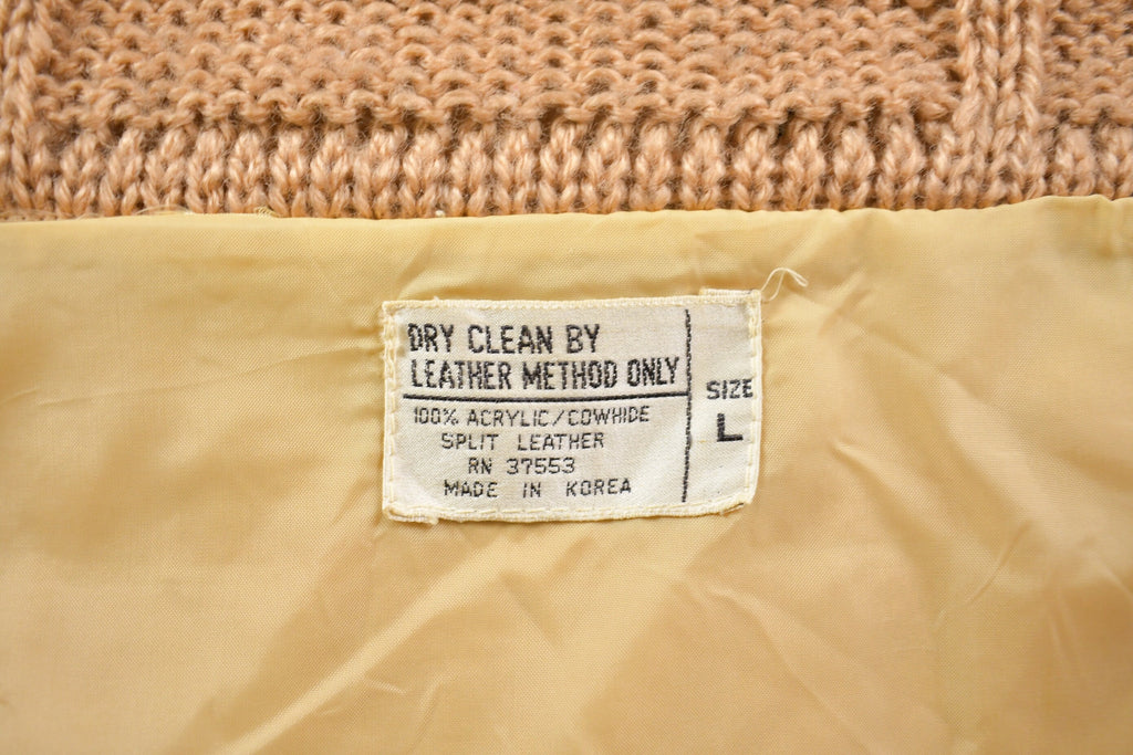 Vintage 1970s Crochet Knit Suede Full length Hooded Light Jacket