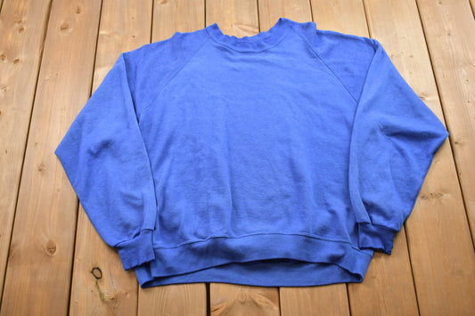 Vintage 1990s Blank Blue Crewneck Sweatshirt / 90s Crewneck / Made In USA / Essential / Streetwear / 90s Blank / Jerzees Crewneck