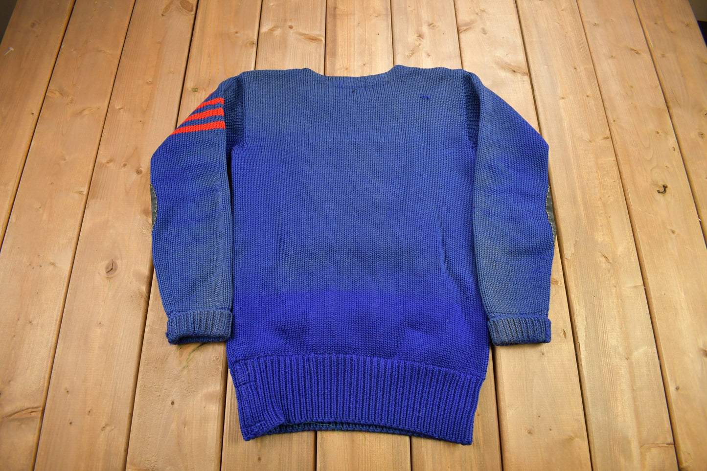 Vintage 1940s 100% Wool Collegiate Knit Crewneck Sweater / "R" / Athletic / True Vintage / Made In USA / Hand Knit