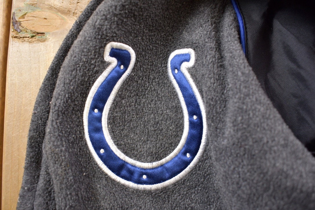 Vintage 1990s Indianapolis Colts NFL Fleece Lined Windbreaker Jacket / NFL Team Logo / Color Block / Streetwear Fashion / AFC Division