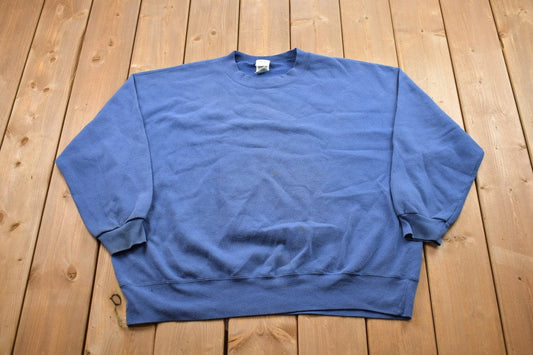 Vintage 1990s Blank Blue Crewneck Sweatshirt / 90s Crewneck / SJD Sport / Essential / Streetwear / 90s Blank / Vintage Crewneck