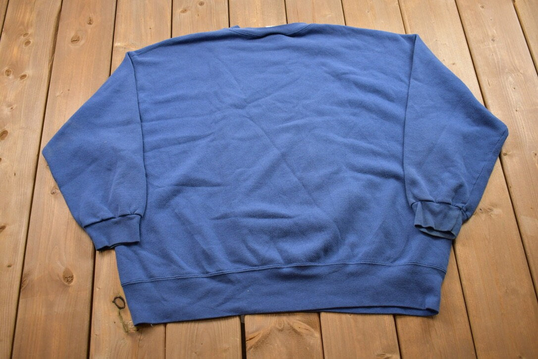 Vintage 1990s Blank Blue Crewneck Sweatshirt / 90s Crewneck / SJD Sport / Essential / Streetwear / 90s Blank / Vintage Crewneck