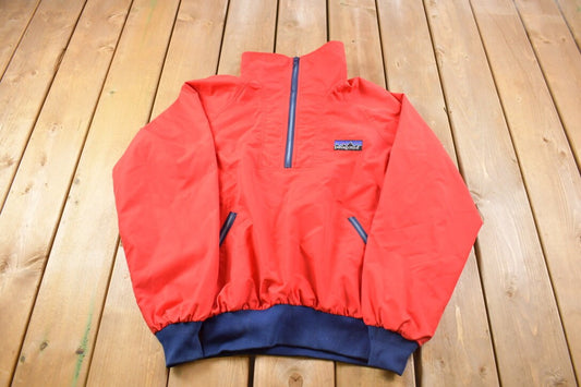 Vintage 1980s Patagonia Quarter Zip Red Windbreaker Jacket / Athletic Spring Summer Sportswear / Streetwear / Athleisure / outerwear