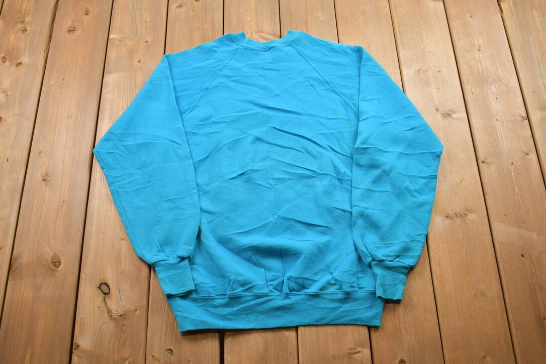 Vintage 1990s Blank Light Blue Crewneck Sweatshirt / 90s Crewneck / Made In USA / Essential / Streetwear / 90s Blank / Jerzees Crewneck