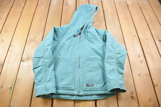 Vintage 2000s Berne Sherpa Lined baby Blue Denim Full Zip Jacket / Fall Winter Outerwear / Streetwear Fashion / Winter Workwear