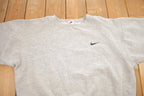 Vintage 1990s Nike Heather Grey Mini Swoosh Crewneck Sweatshirt