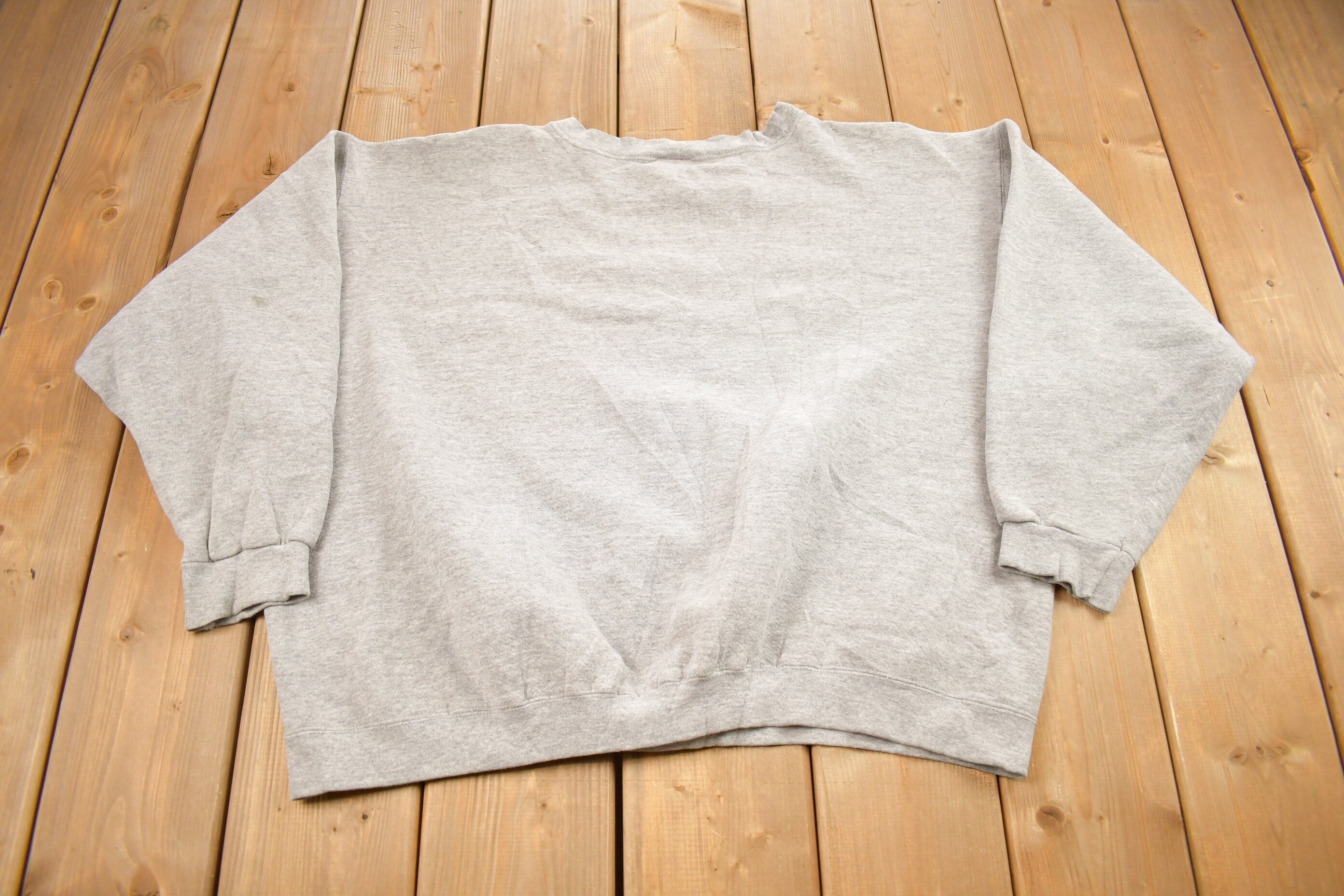 Vintage 1990s Nike Heather Grey Mini Swoosh Crewneck Sweatshirt